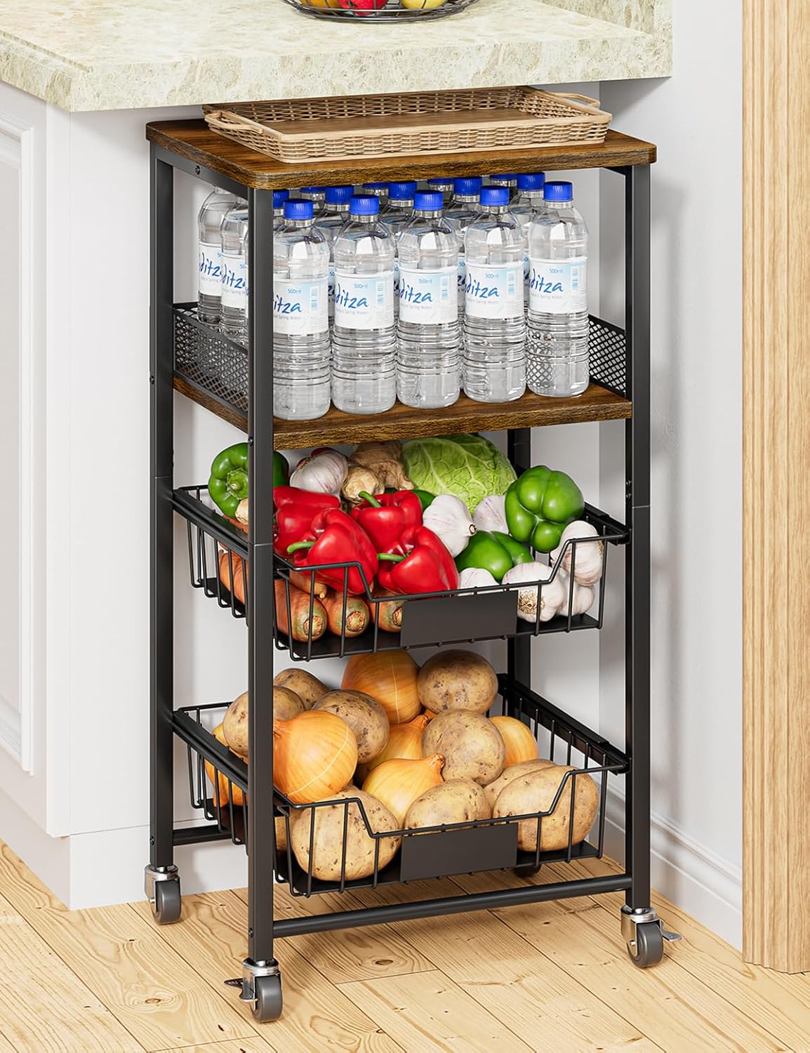 Vegetable Fruit Basket for Kitchen Pantry Space-Saving Racks Space ...