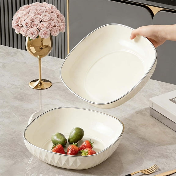 Vegetable Fruit Tray Plastic Bowl - Multipurpose Salad Basket and Candy Snack Tray, Household Serving Bowl for Kitchen and Living Room