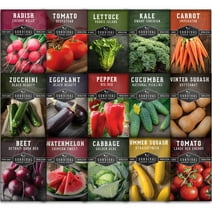 Vegetable Garden Collection - 15 Packs Non-GMO Heirloom Full Sun Vegetable Seeds