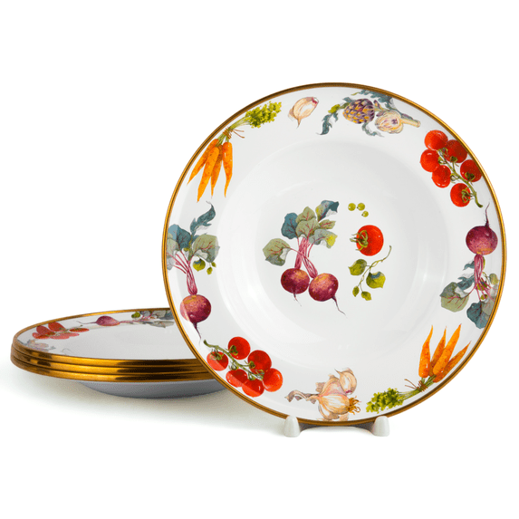 Vegetable Garden Enamel Dinner Plate Set of 4 Diameter 8.7'' (22 cm)