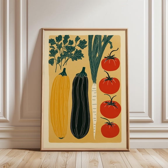Vegetable Garden Poster, Multicolour Illustration Art UNFRAMED PAPER POSTER, Home Decor