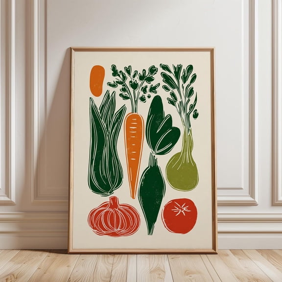 Vegetable Garden Poster, Multicolour Illustration Art UNFRAMED PAPER POSTER, Home Decor