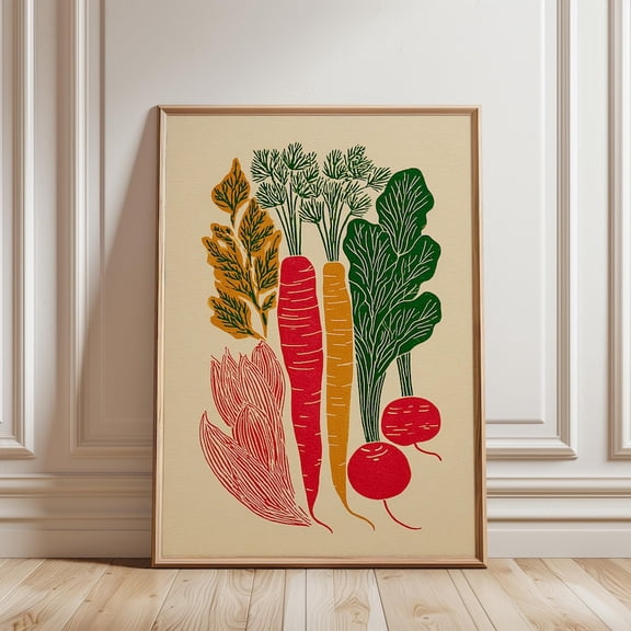 Vegetable Garden Poster, Multicolour Illustration Art UNFRAMED PAPER POSTER, Home Decor