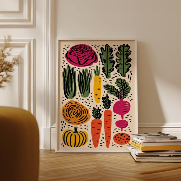 Vegetable Garden Poster, Multicolour Illustration Art UNFRAMED PAPER POSTER, Home Decor