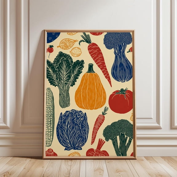 Vegetable Garden Poster, Multicolour Illustration Art UNFRAMED PAPER POSTER, Home Decor