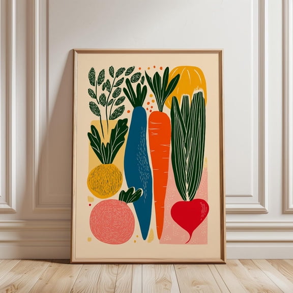 Vegetable Garden Poster, Multicolour Illustration Art UNFRAMED PAPER POSTER, Home Decor