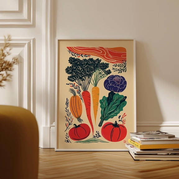 Vegetable Garden Poster, Multicolour Illustration Art UNFRAMED PAPER POSTER, Home Decor