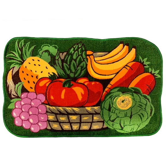 Vegetable Garden Printed Skid-Resistant Kitchen Rug, Green, 20x32 Inches