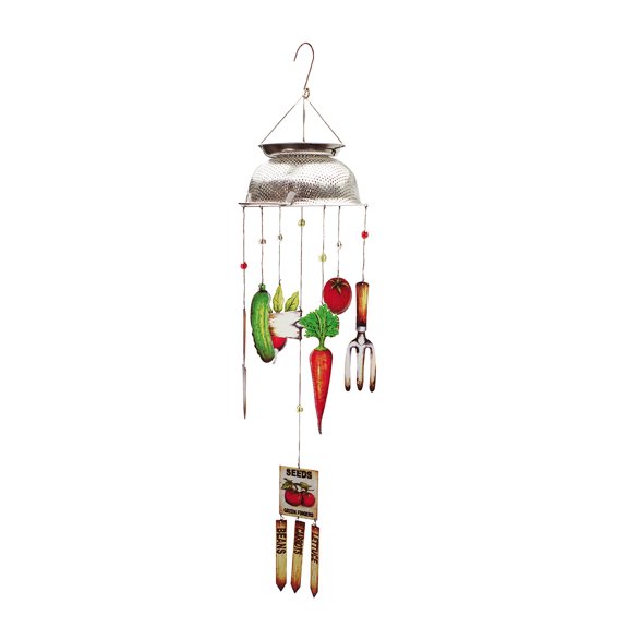 Vegetable Garden Wind Chime Rustic Metal Kitchen Decor Outdoor Gardening Planting Tools Yard Art