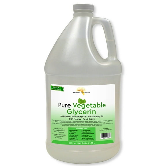 Vegetable Glycerin Pure Natural, Half Gallon (64 oz), 100% Food Grade, Kosher