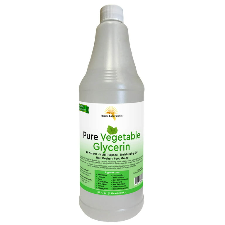 Vegetable Glycerin Pure Natural, One Quart (32 oz - 1 Liter) 100% Food  Grade, Kosher