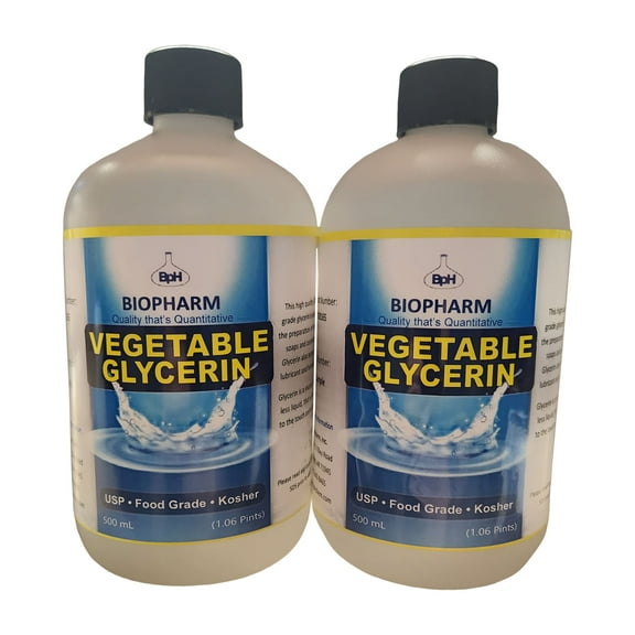 Vegetable Glycerin USP, Food Grade, Kosher, Twin Pack: 500 mL (1.06 Pint) Each