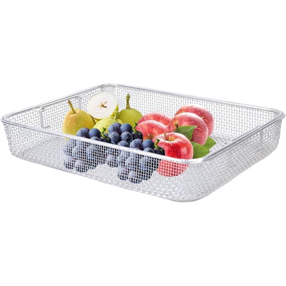 Vegetable Grill Basket  Grill Vegetable Basket with Handles  Rustproof Stainless Steel Mesh Veggie Grilling Basket