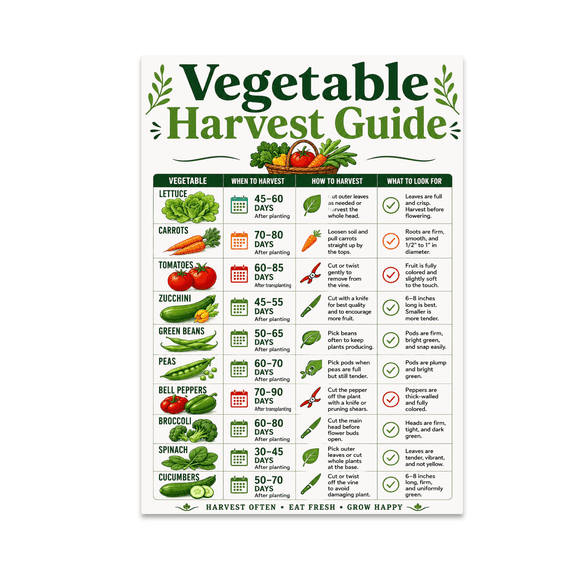 Vegetable Harvest Guide - Gardening Enthusiast - 13x19 Poster Print