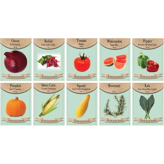 Vegetable & Herb Seed Set 20 Pack (10 Varieties) Non-GMO Heirloom Garden Seeds Squash, Watermelon, Pumpkin