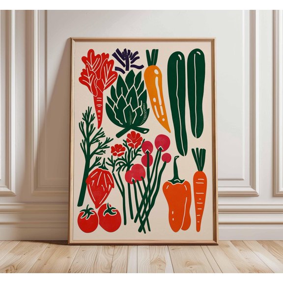 Vegetable Kitchen Modern Farmhouse Botanical Scandinavian Garden Unframed Paper Print