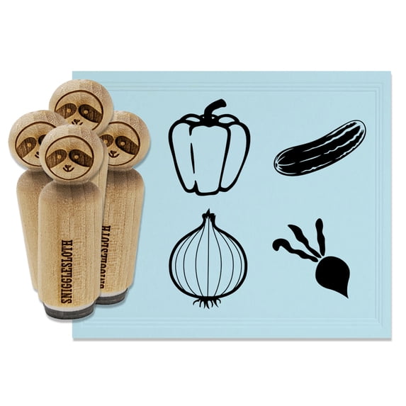 Vegetable Labels Radish Onion Cucumber Bell Pepper Rubber Stamp Set for Scrapbooking Crafting Stamping - Small 3/4 Inch