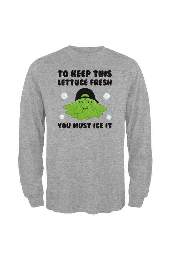 Vegetable Lettuce Fresh Bro Hair Funny Mens Long Sleeve T Shirt Heather LG