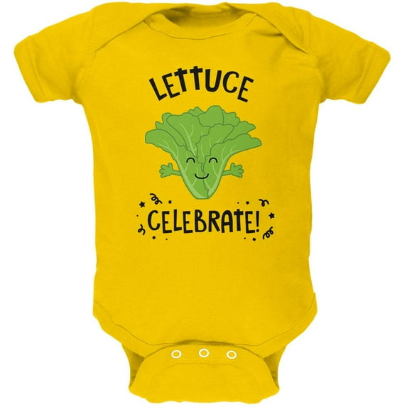 Vegetable Lettuce Let Us Celebrate Funny Soft Baby One Piece Yellow 0-3 M