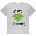 thumbnail image 1 of Vegetable Lettuce Let Us Celebrate Funny Youth T Shirt Light Heather Grey Youth X-SM, 1 of 1