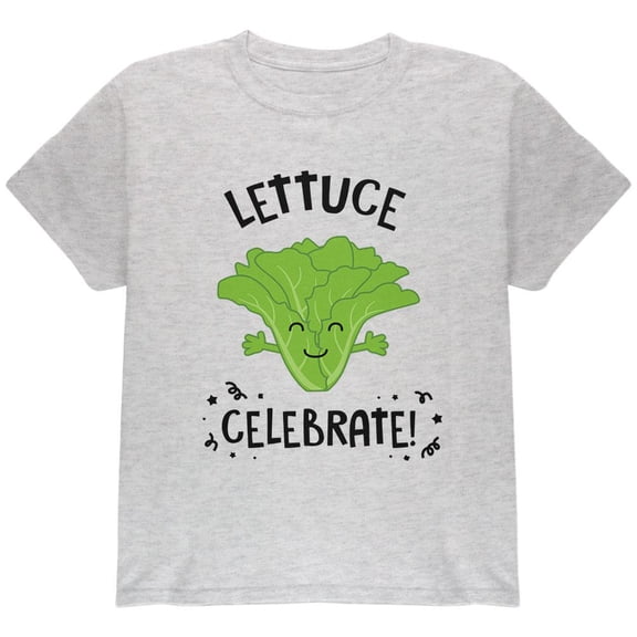 Vegetable Lettuce Let Us Celebrate Funny Youth T Shirt Light Heather Grey Youth X-SM