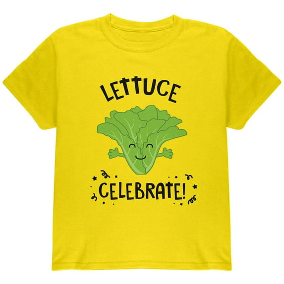Vegetable Lettuce Let Us Celebrate Funny Youth T Shirt Yellow YSM