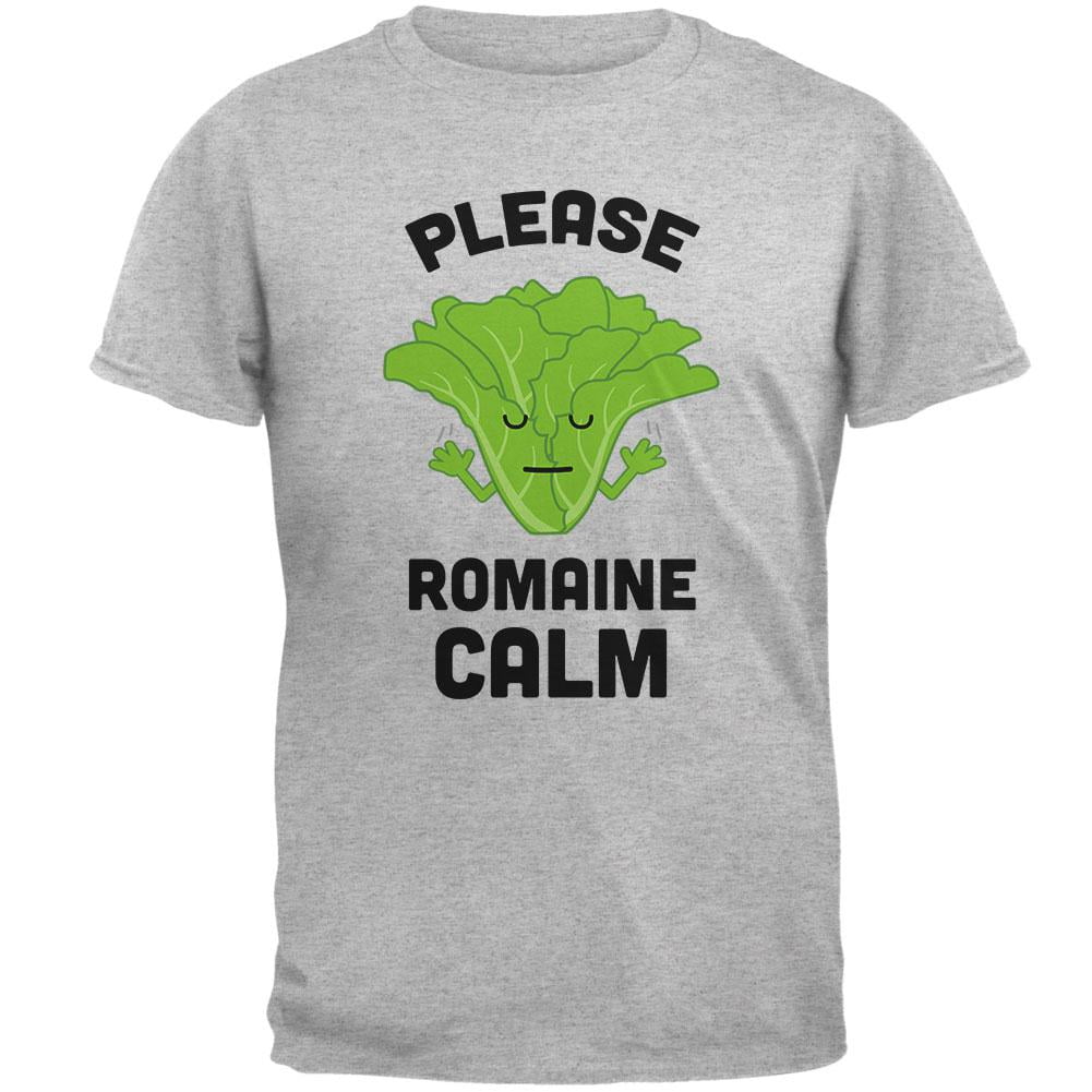 Vegetable Lettuce Please Romaine Remain Calm Funny Mens T Shirt Heather ...