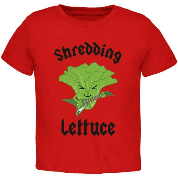 Vegetable Lettuce Shredding Heavy Metal Guitar Funny Toddler T Shirt Red 3T