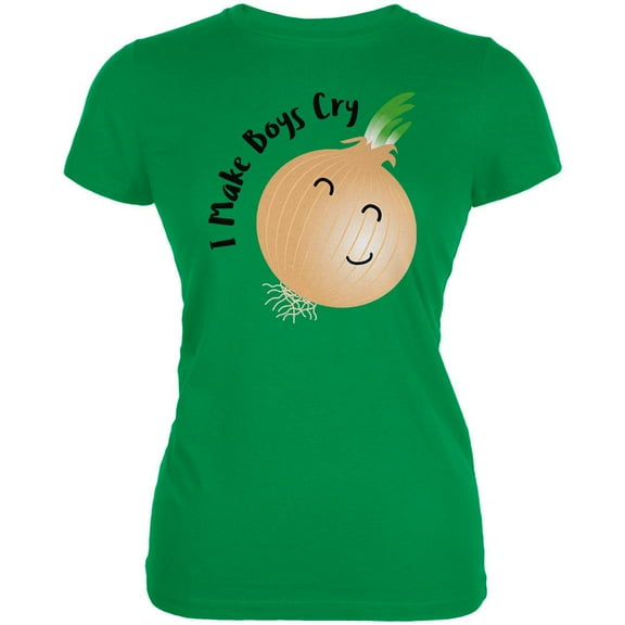 Vegetable Onion I Make Boys Cry Funny Juniors Soft T Shirt Irish Green SM