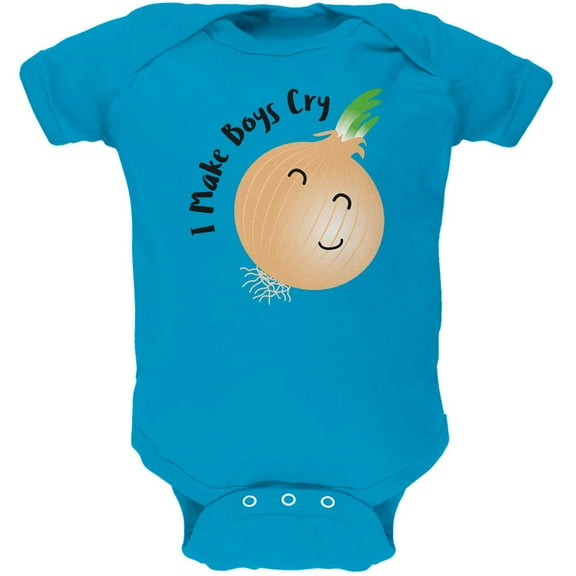Vegetable Onion I Make Boys Cry Funny Soft Baby One Piece Turquoise 18-24 M