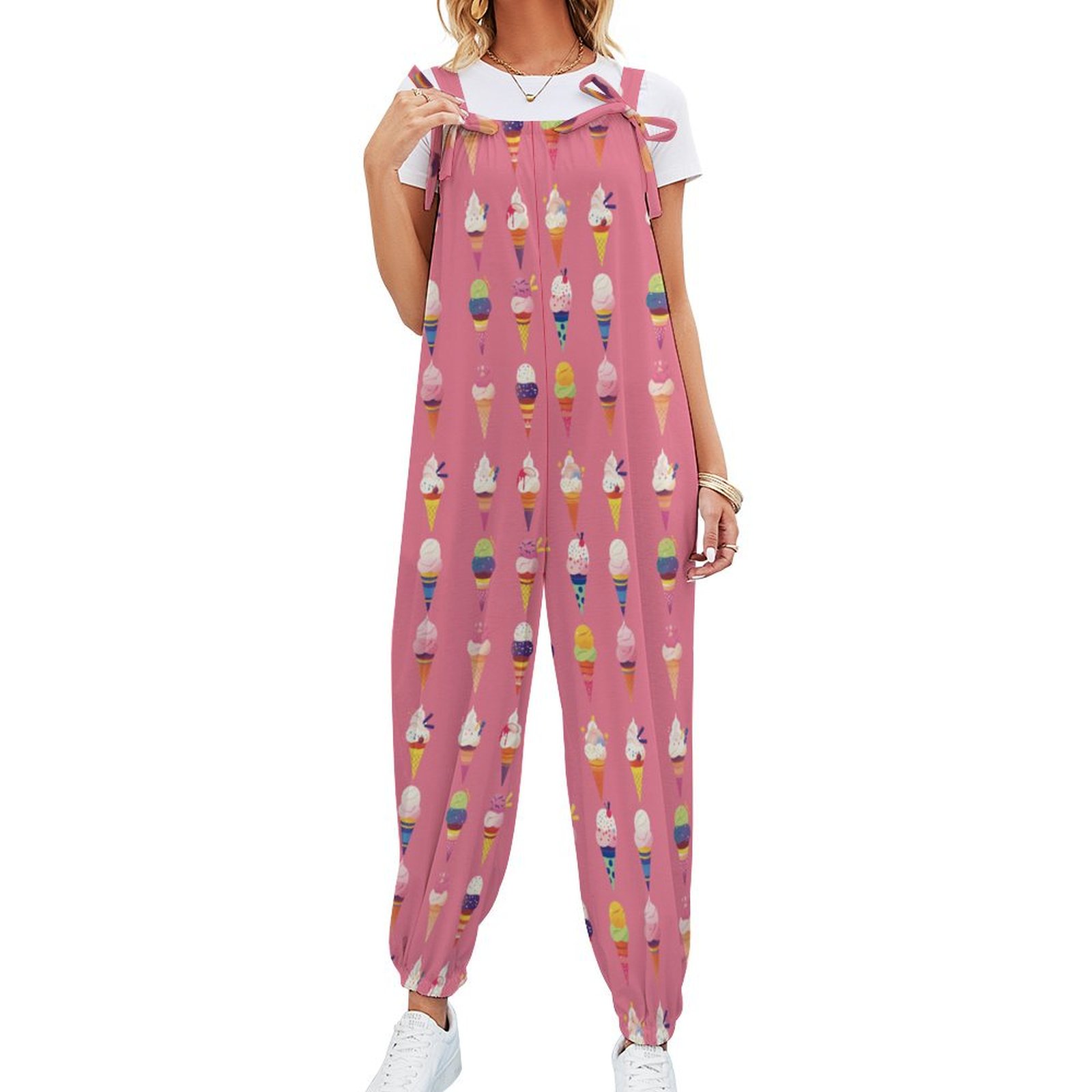 Ice Cream Cone Pants with Pockets Trousers for Girls Women Summer