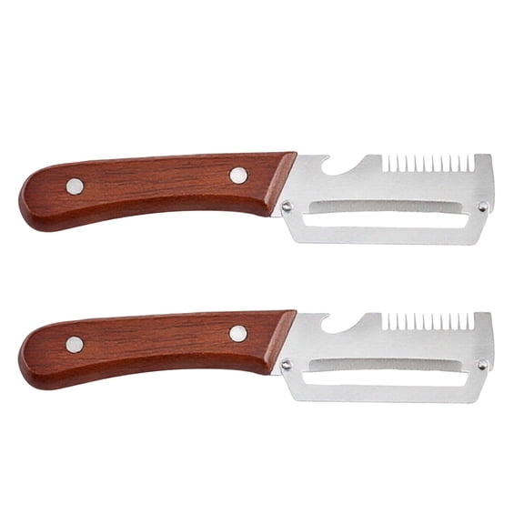 Vegetable Peeler 2-Pack, Thick Wood Handle Stainless Steel Kitchen Scraper Tool for Potato and Fruit, Durable Manual Skinning Device, Multi-use. A091