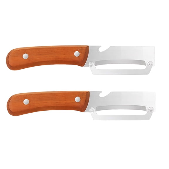 Vegetable Peeler 2-Pack, Thick Wood Handle Stainless Steel Kitchen Scraper Tool for Potato and Fruit, Durable Manual Skinning Device, Multi-use. C090