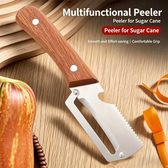 Vegetable Peeler, Multifunction Fruit Peeler Julienne Cutter Sharp Stainless Blade Ergonomic Wooden Handle Easy Clean Design, For Home Kitchen Cooks Meal Prep Fruit Vegetable Processing