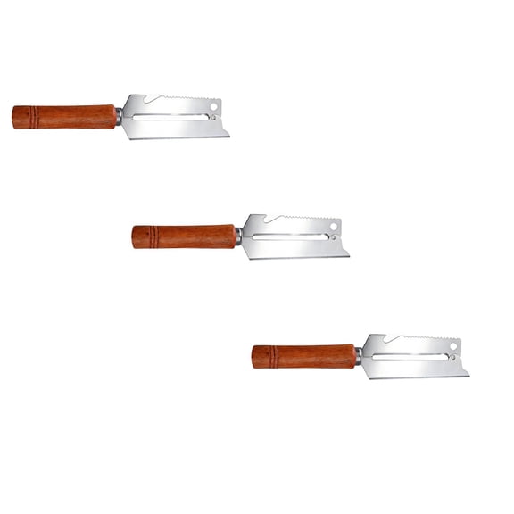 Vegetable Peeler,Multifunctional Stainless Steel Peeling Tool with Ergonomic Wooden Handle,Dual Purpose Kitchen Gadget for Potato Carrot Pumpkin Peeling,3PC,Silver