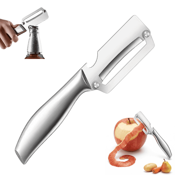 Vegetable Peeler with Bottle Opener - Stainless Steel Veggie Peeler, Multifunctional Sturdy Potato Peeler, Fruit Peeler for Kitchen, Camping, Travel