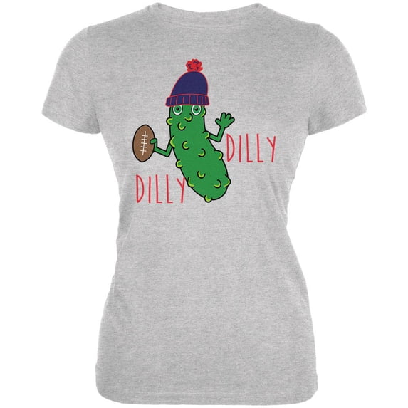 Vegetable Pickle Dilly Dilly Football Juniors Soft T Shirt Heather X-LG