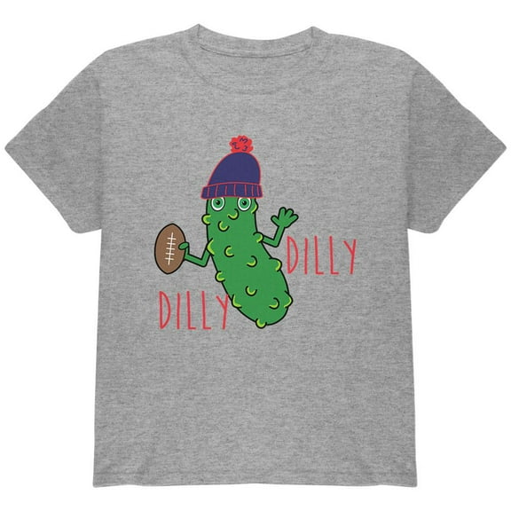 Vegetable Pickle Dilly Dilly Football Youth T Shirt Heather YXL