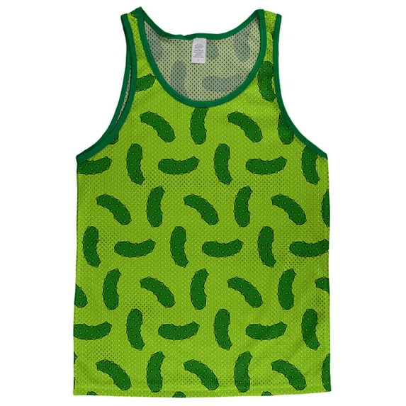 Vegetable Pickle Pattern Adult Mesh Jersey White-Kelly X-LG