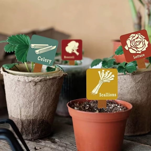 Vegetable Plant Markers Garden Labels Waterproof Reusable Stake Tags for Potted Plants Herb Pots Raised Beds and Outdoor Gardens | Easy Read Illustrated Plant Identifiers 15pcs
