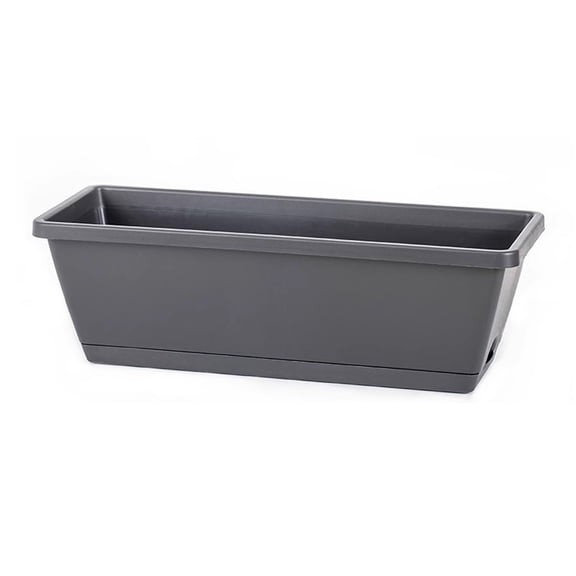 Vegetable Planter Box – Small Rectangular Plastic Flower Pot for Indoor & Balcony Gardening, Deep Grey, 12x6x5 Inch with Drainage Holes