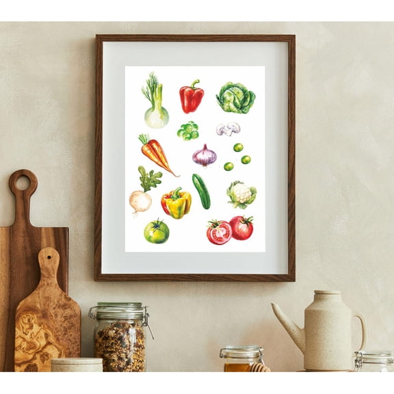 Vegetable Print, Unframed Paper Poster 8x10in
