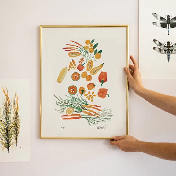 Vegetable Print, Unframed Paper Poster 8x10in