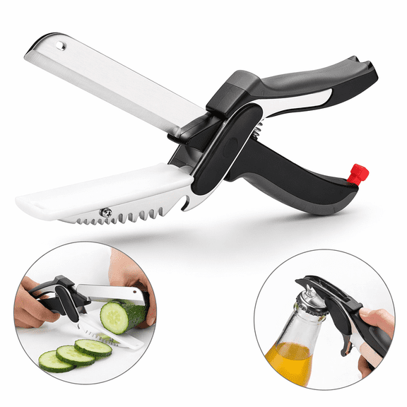 Vegetable Scissors Slicer Cutter,NOGIS Smart Quick Release/Install Kitchen Shears Cutting Board Knife Combo for Veggie,Fruit,Meat,Salad,Barbecue Dishwasher Safe (Black)