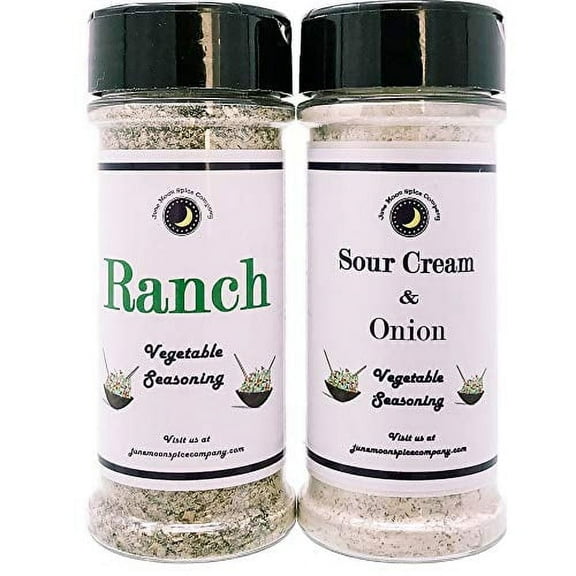 June Moon Spice Company's Vegetable Seasoning Variety 2 Pack | Sour Cream & Onion | Ranch | 5.5 fl. oz. Jars