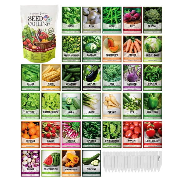 Vegetable Seed Vault Kit – 35 Heirloom Non-GMO Vegetable Seeds for Gardening  Survival Food Storage