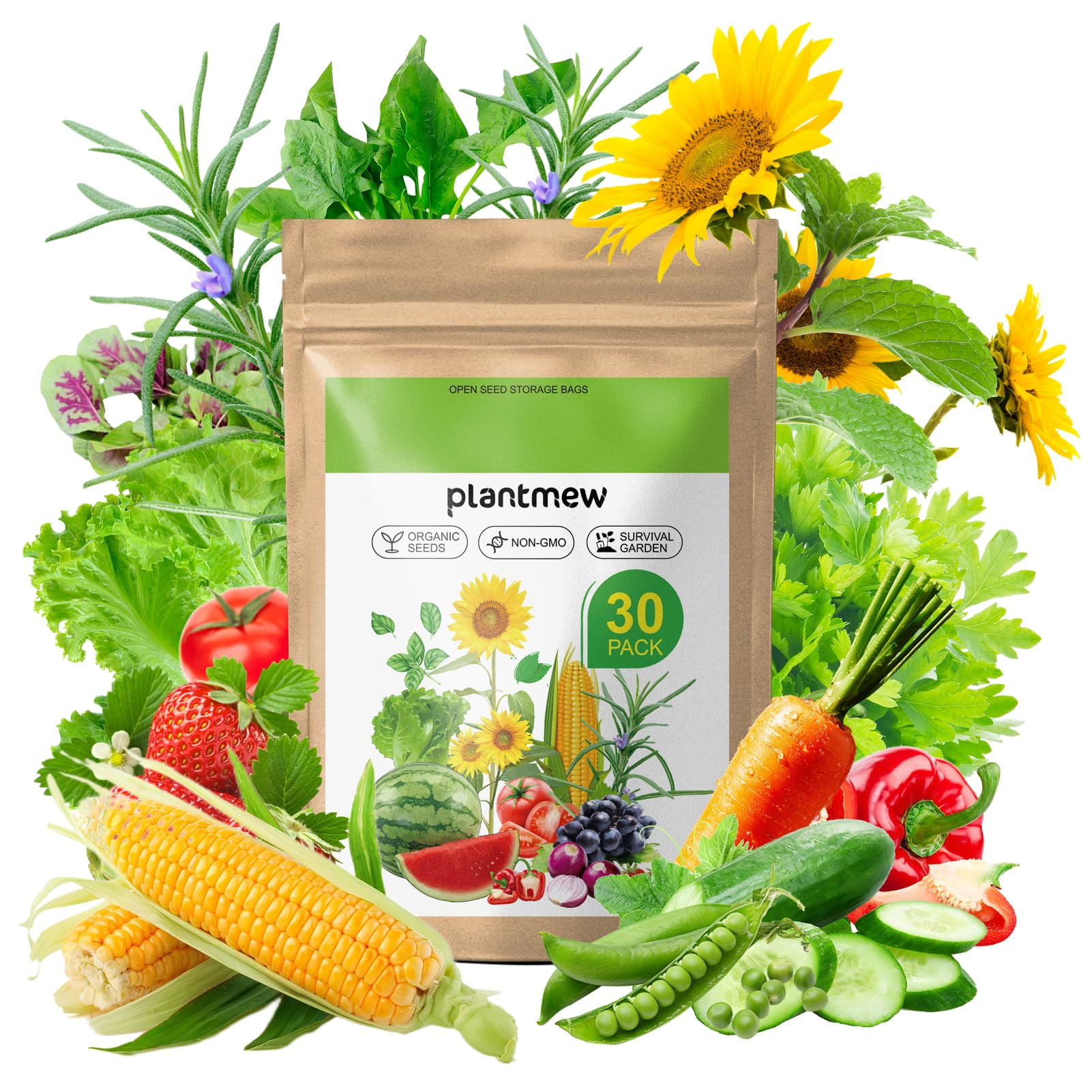 Vegetable Seeds for Planting Outdoors - MVR1&nbsp;30 Varieties Heirloom Non-GMO Garden Seeds Vegetable Variety Pack - Perfect for Vegetable Garden, Survival Kit, and Outdoor Planting