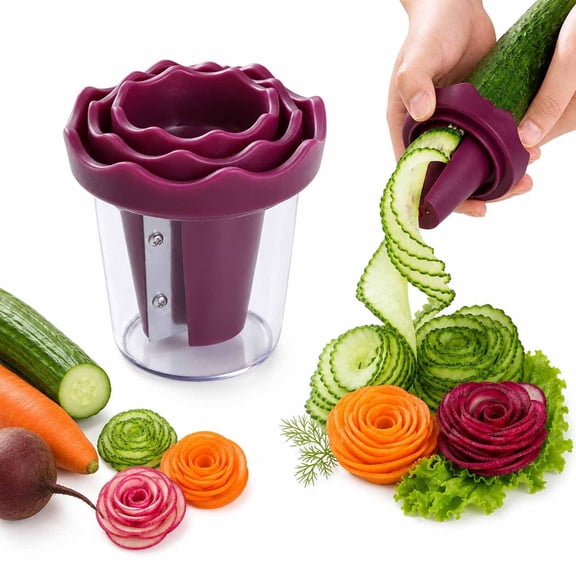 Vegetable Slicer Fruit Flower Cutter, Handheld Carrot Cucumber Curler with Stainless Steel Blade for Rose Garnish, Plating and Kitchen Food Decor