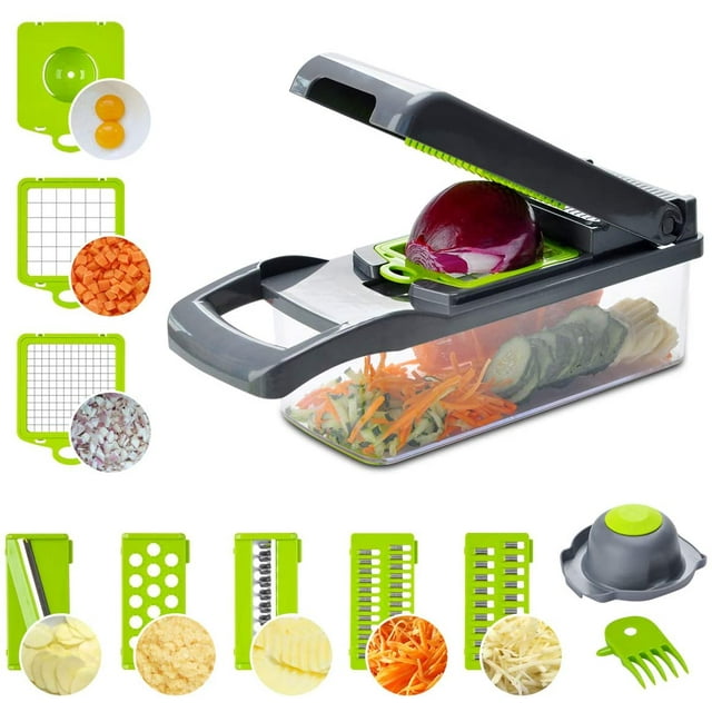 Vegetable Slicer Lychee 12 in 1 Food Chopper with Container Finger Protection for Veggie Fruit Salad Potato
