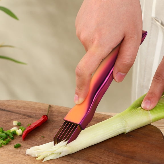 Vegetable Slicer – Scallion Cutter | Stainless Steel Shredder Blades, Non-Slip Handle, Protective Cover | Effortless Food Prep | 6.3 in | Easy to Clean